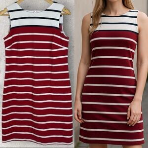 Brooks Brothers Nautical Shift Dress Red White Blue Striped Size‎ 6 Crew Neck